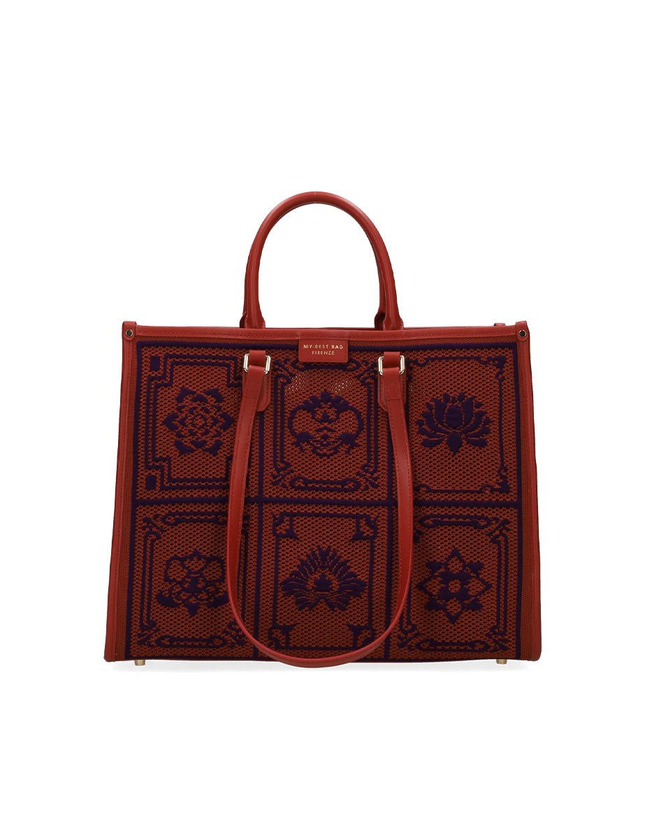 shopper atena grande lhasa viola arancione - my best bag - shopper