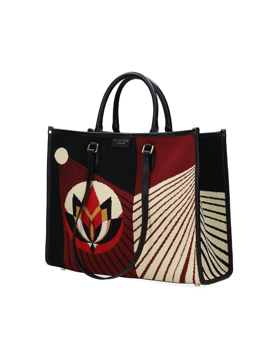 shopper atena grande mirage nero bordeaux - my best bag - shopper