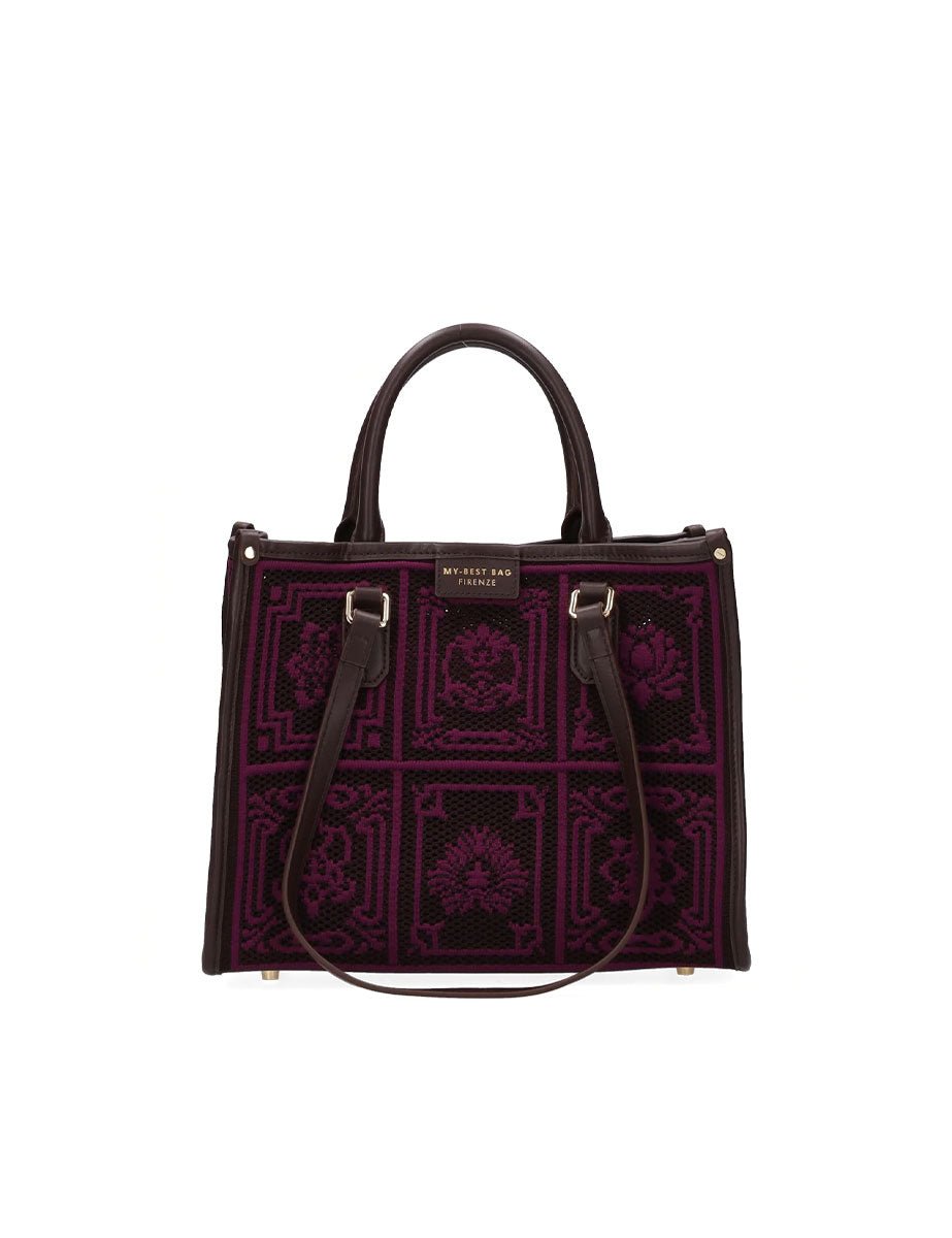 shopper atena piccola lhasa marrone viola - my best bag - shopper