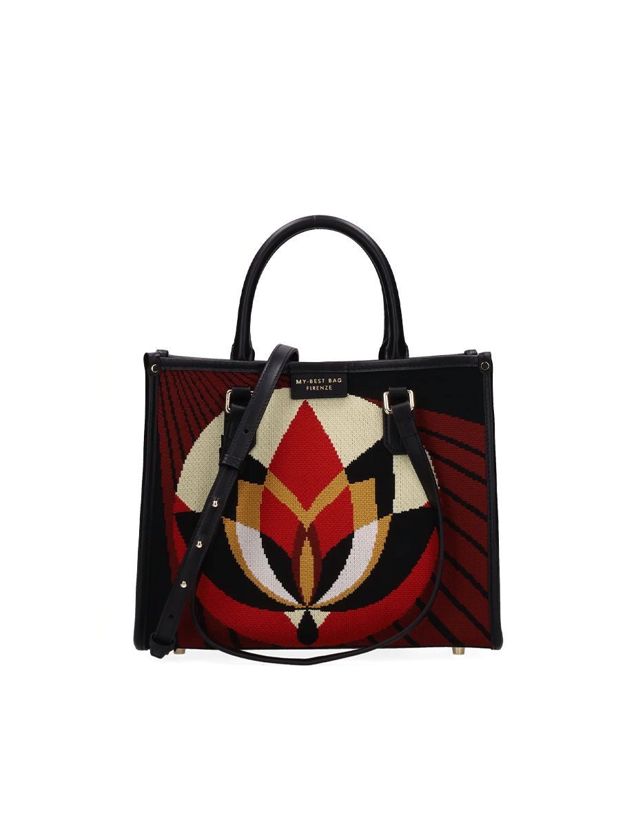 shopper atena piccola mirage nero bordeaux - my best bag - shopper