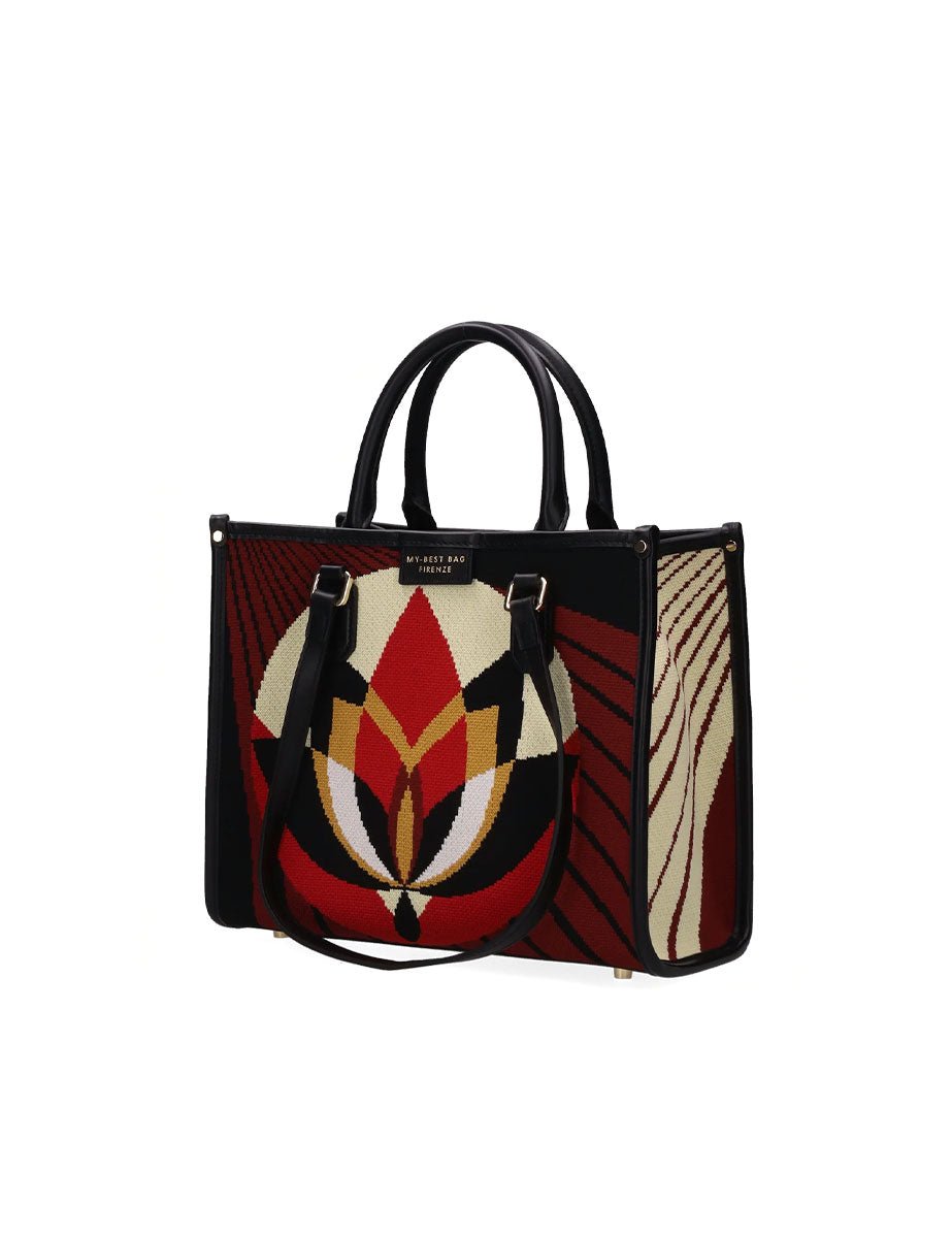 shopper atena piccola mirage nero bordeaux - my best bag - shopper