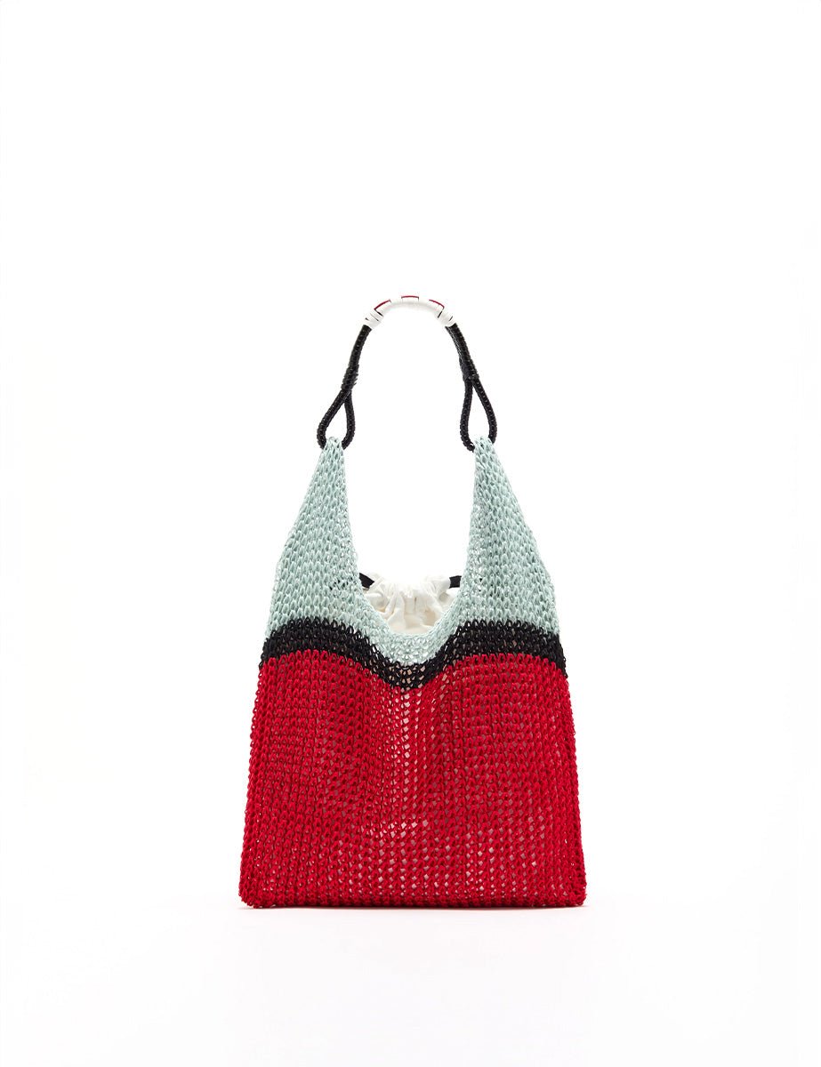 shopper bag rete acqua nero papavero - plan c - shopper