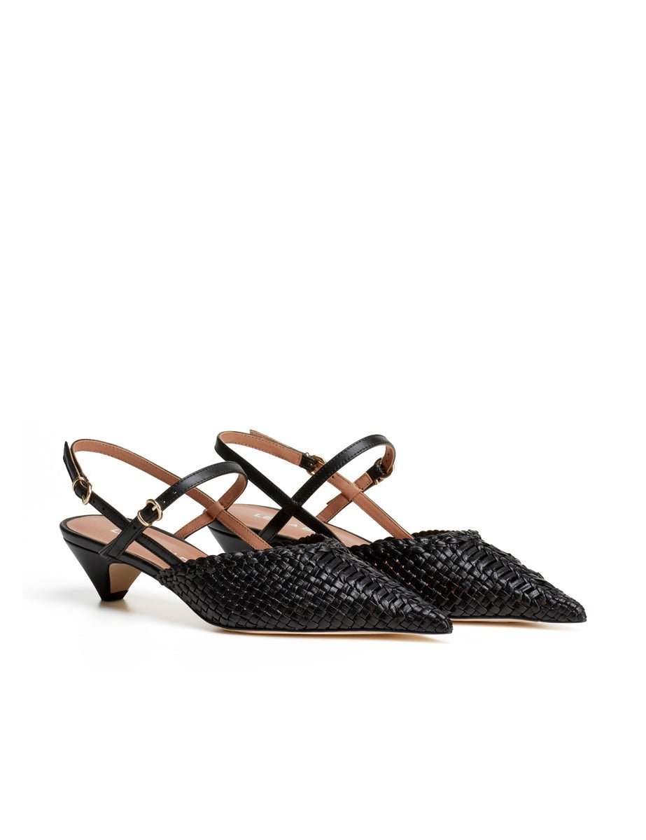 slingback cinturini intreccio nero - lella baldi - slingback