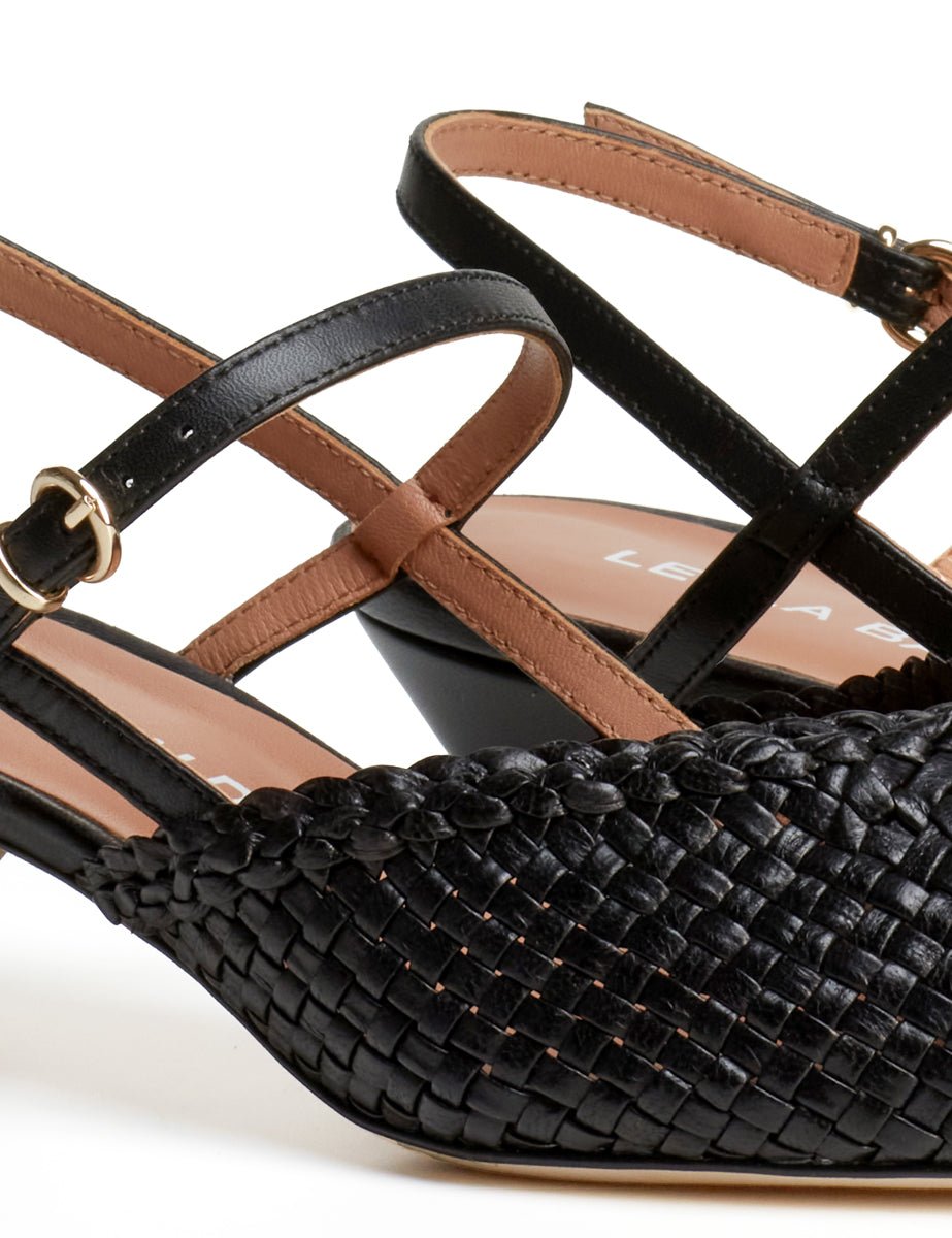 slingback cinturini intreccio nero - lella baldi - slingback