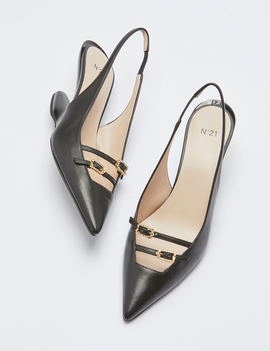 slingback fibbia gioiello nero - n21 alessandro dell'acqua - slingback