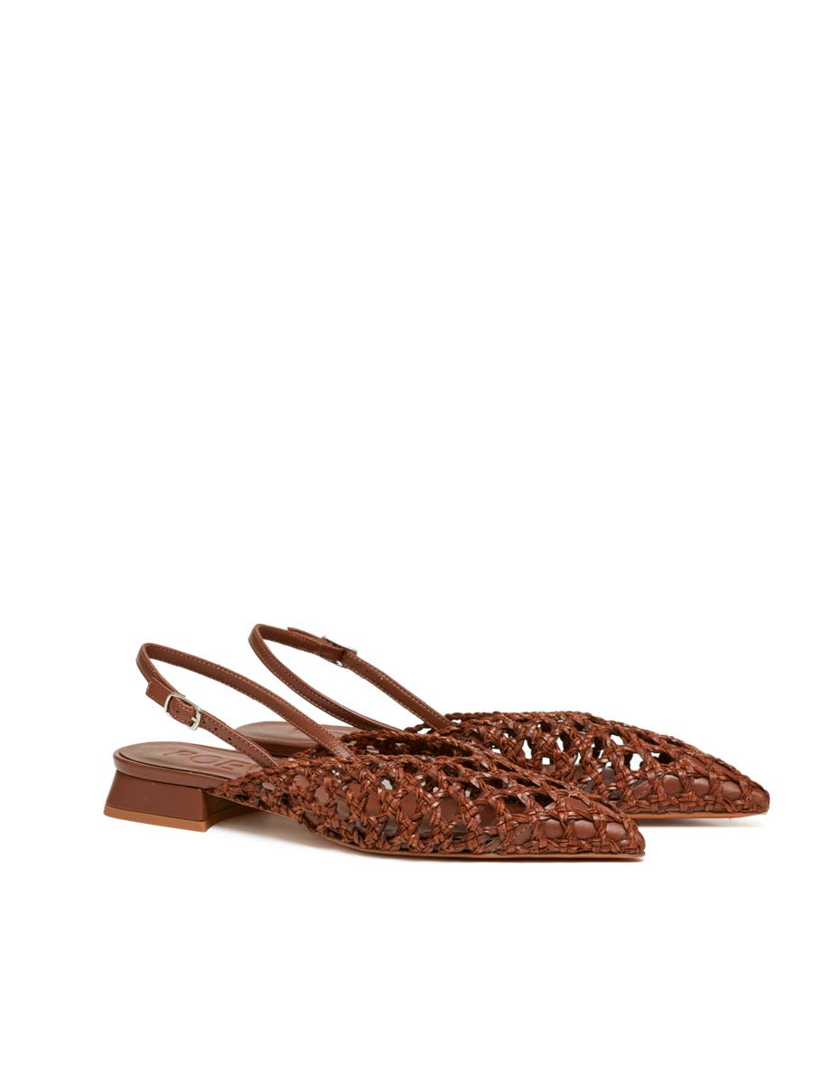 slingback flat intreccio cuoio - poeve - flat