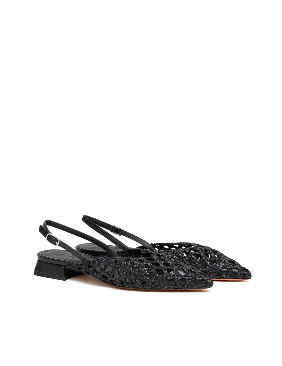 slingback flat intreccio nero - poeve - flat