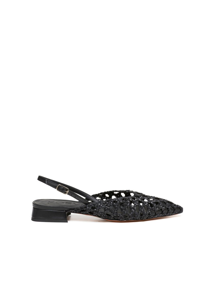 slingback flat intreccio nero - poeve - flat