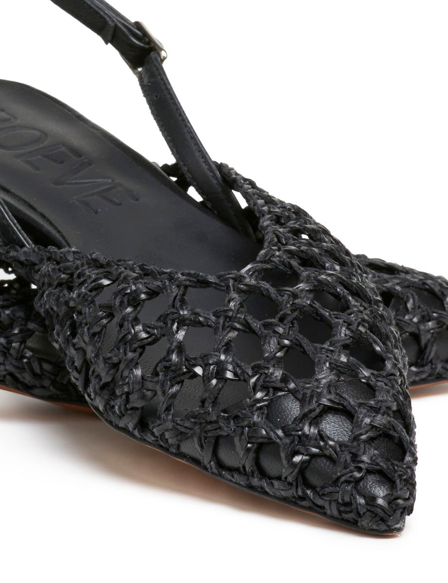 slingback flat intreccio nero - poeve - flat