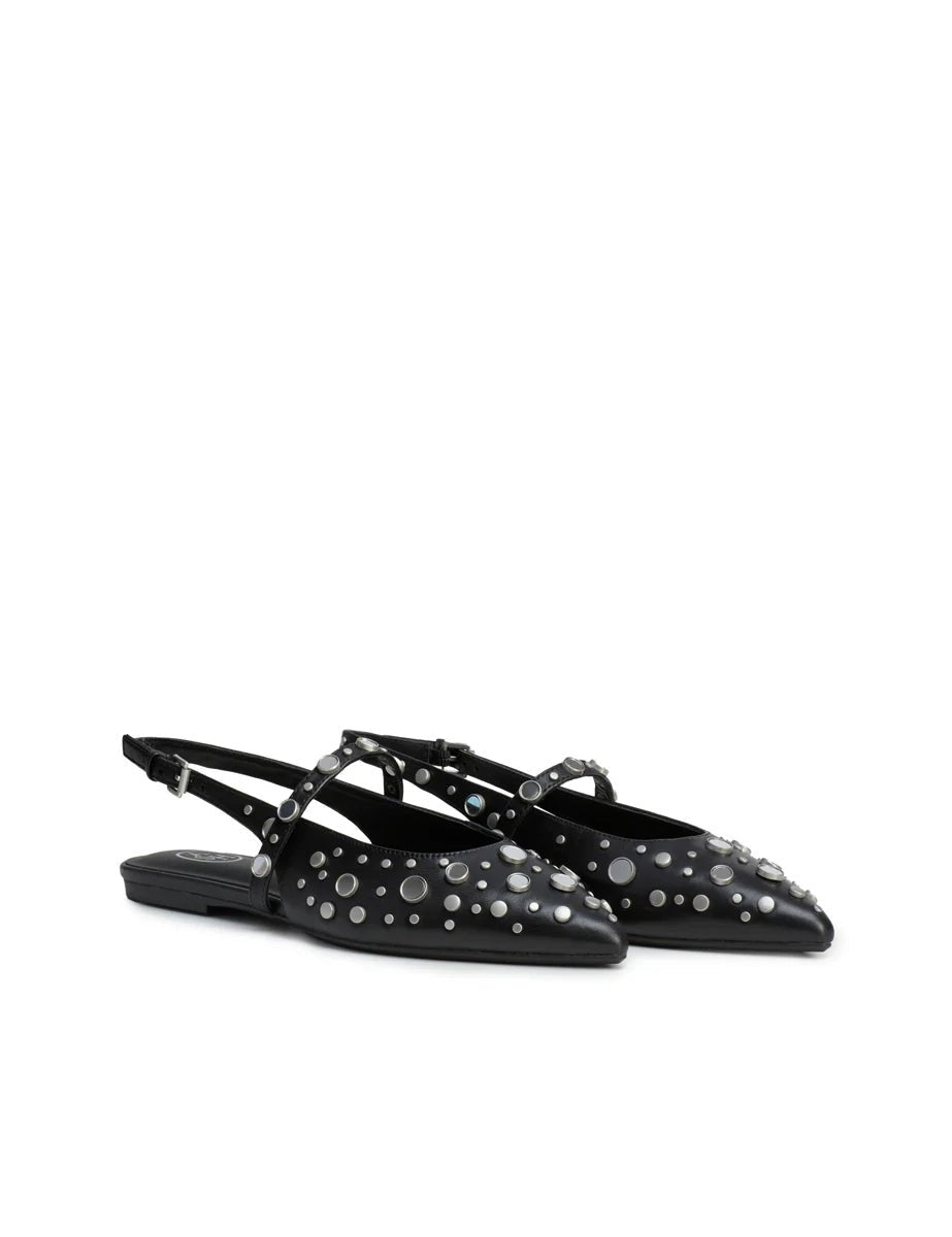 slingback flat studs black - ash - flat
