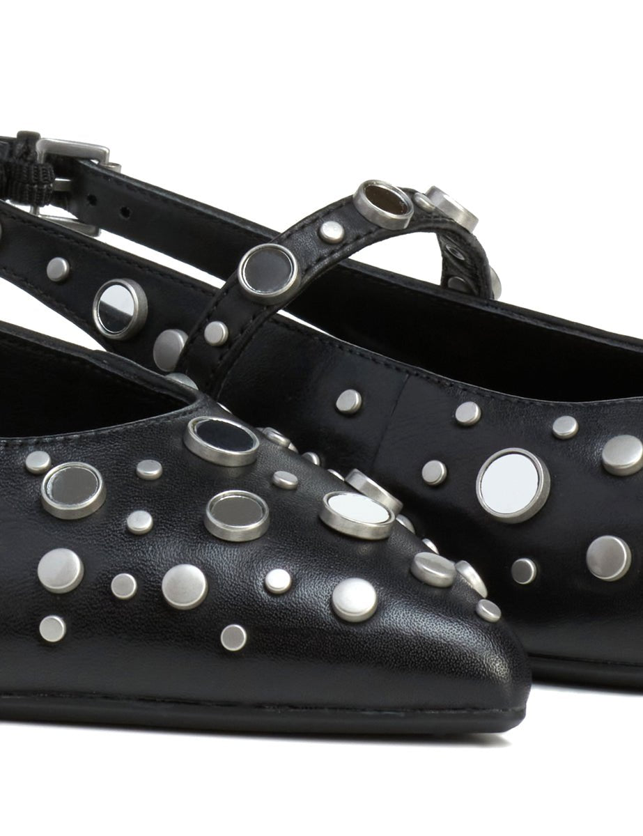 slingback flat studs black - ash - flat