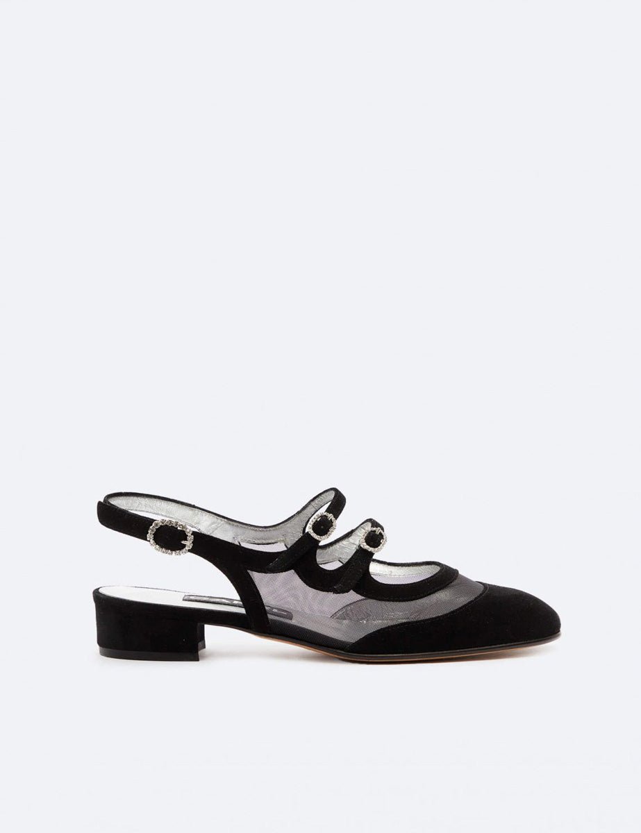 slingback mesh suede nero - carel paris - slingback
