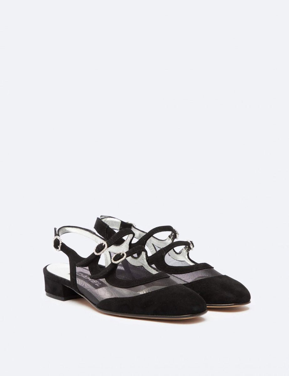 slingback mesh suede nero - carel paris - slingback
