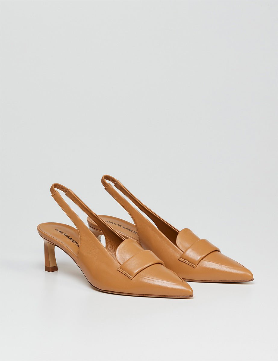 slingback pelle caramel - halmanera - slingback