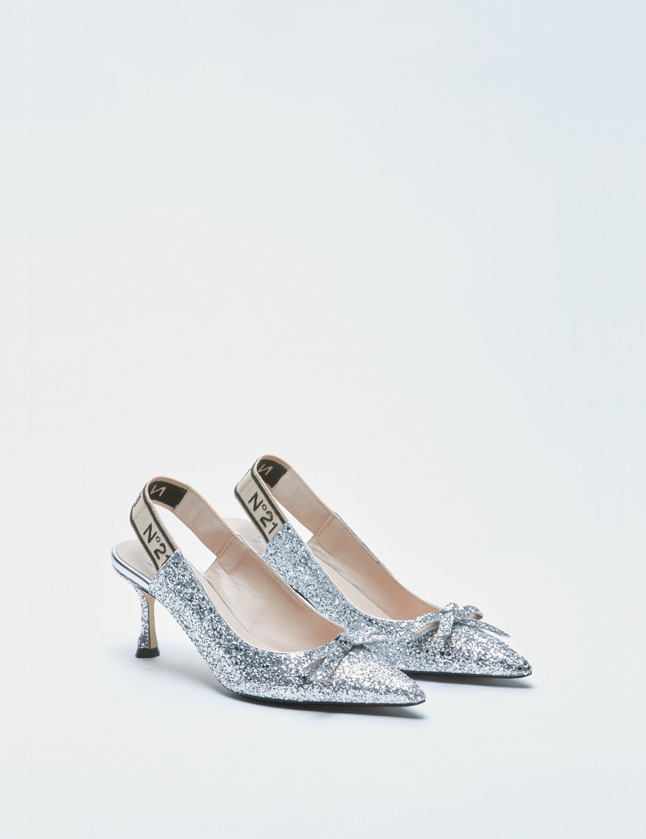 slingback punta glitter silver - n21 alessandro dell'acqua - slingback