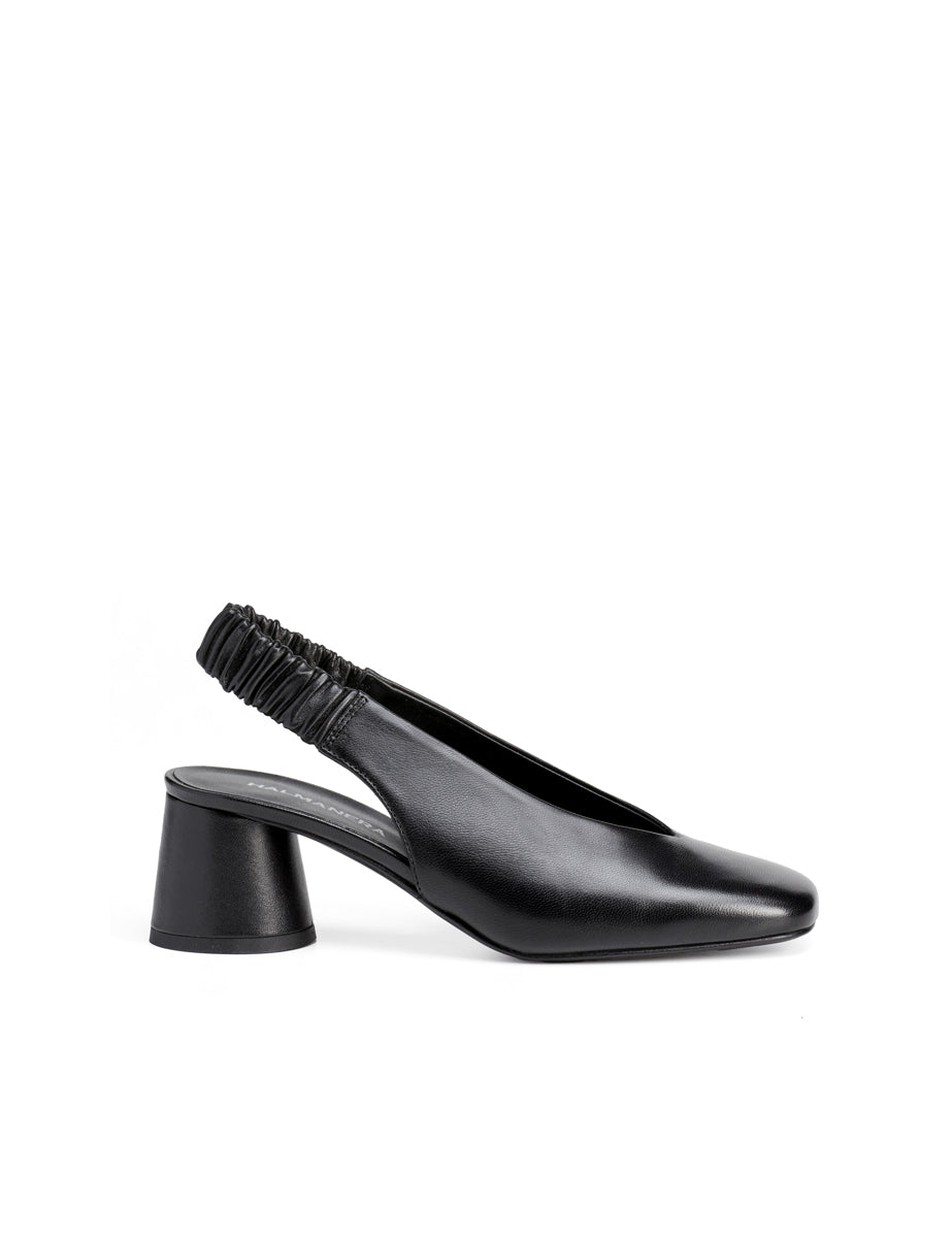 slingback punta quadra elastico nero - halmanera - slingback