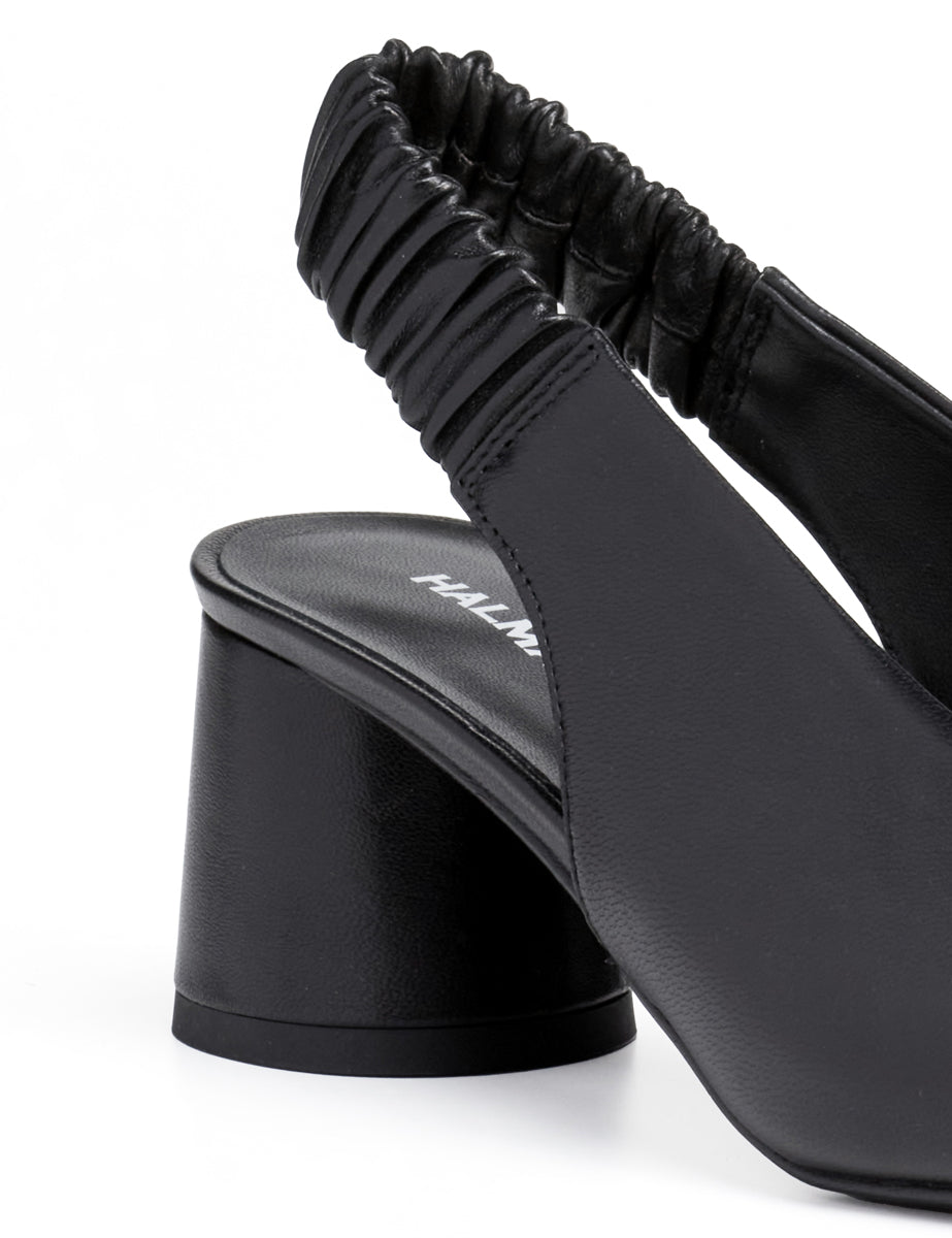 slingback punta quadra elastico nero - halmanera - slingback