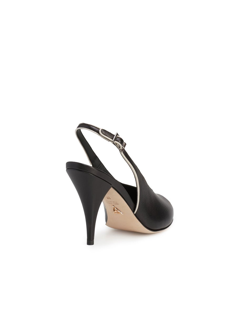 slingback tacco spuntata nero burro - viozzi - slingback
