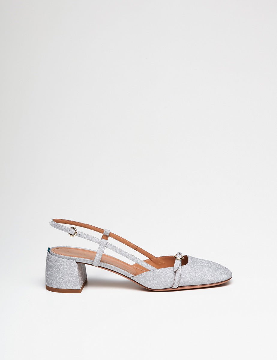 slingback tessuto glitter argento - a.bocca - slingback