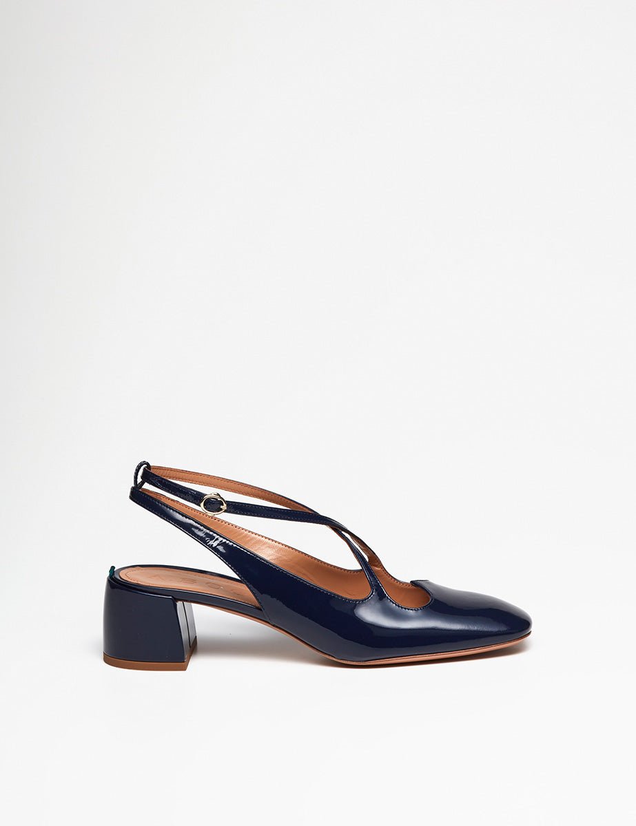 slingback vernice cinturino cuore incrocio blu midnight - a.bocca - slingback