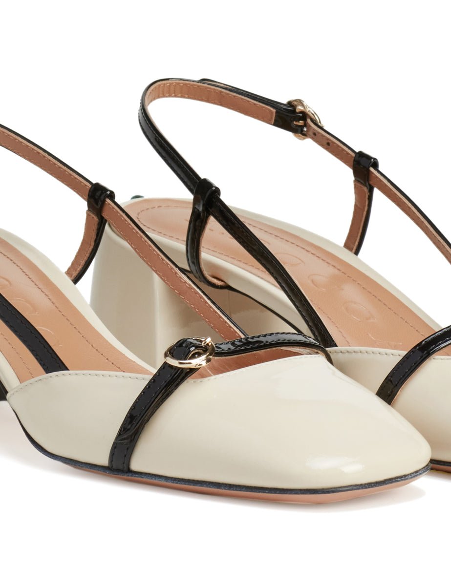 slingback vernice linen nero - a.bocca - slingback