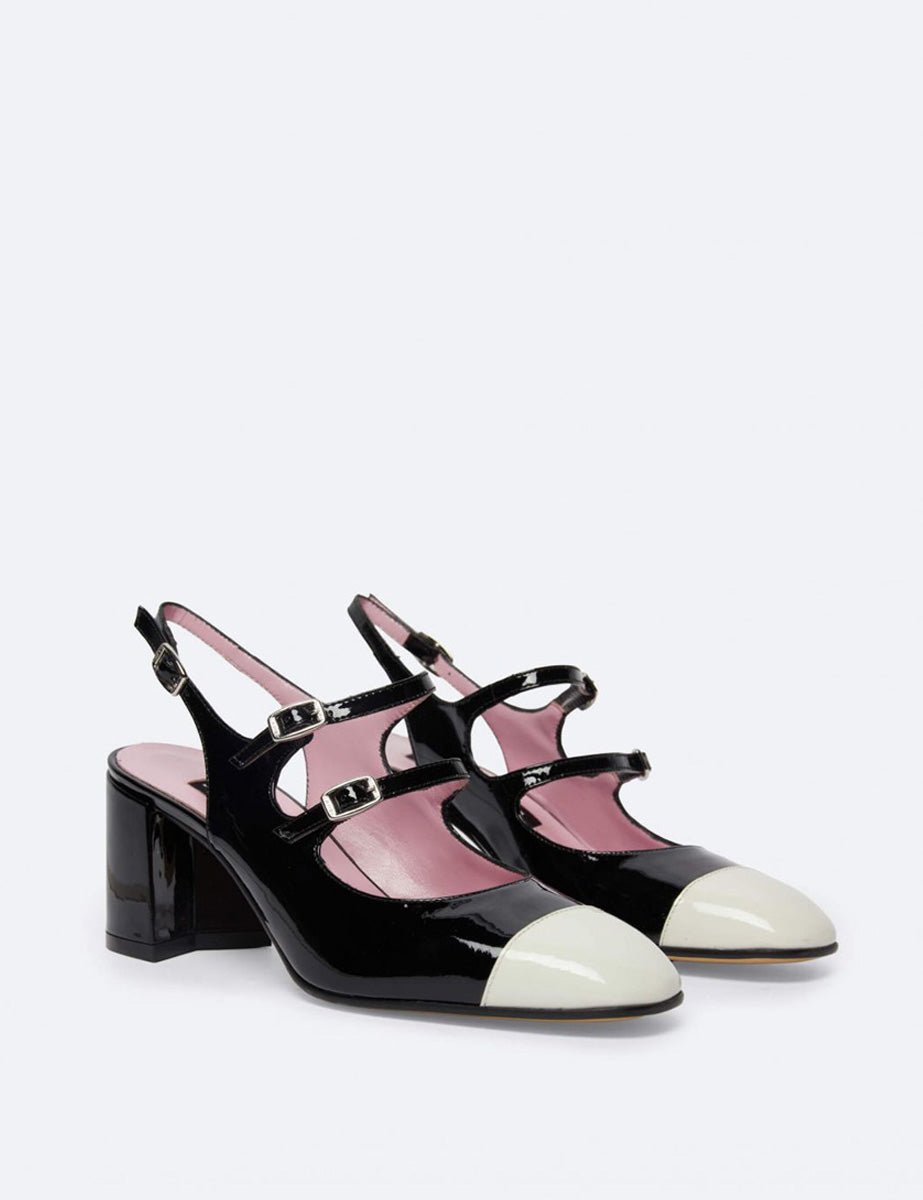 slingback vernice nero avorio - carel paris - slingback