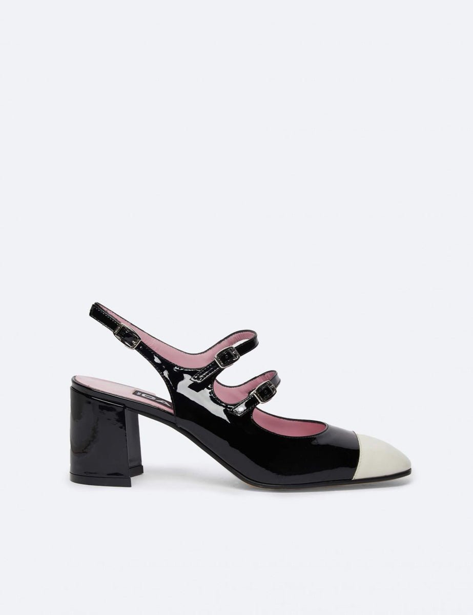 slingback vernice nero avorio - carel paris - slingback