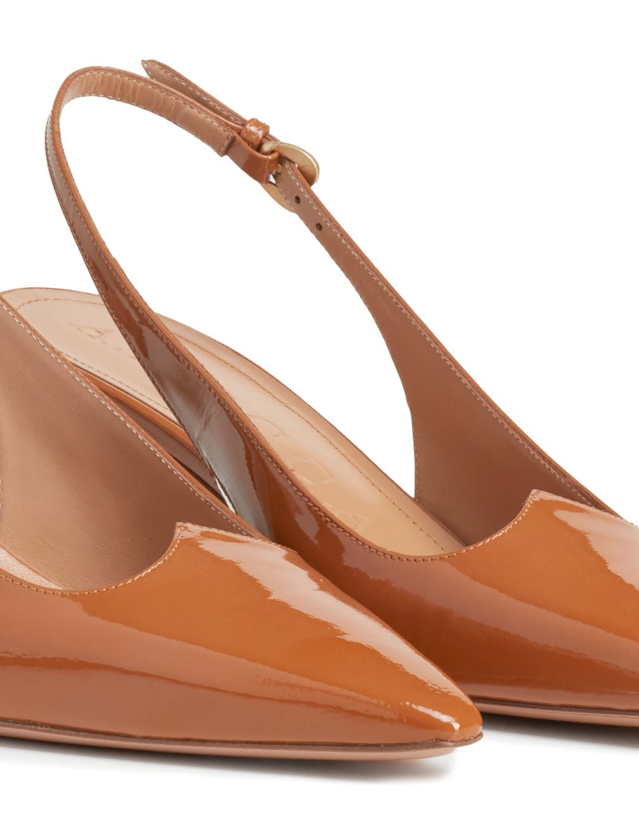 slingback vernice scollo cuore caramello - a.bocca - slingback