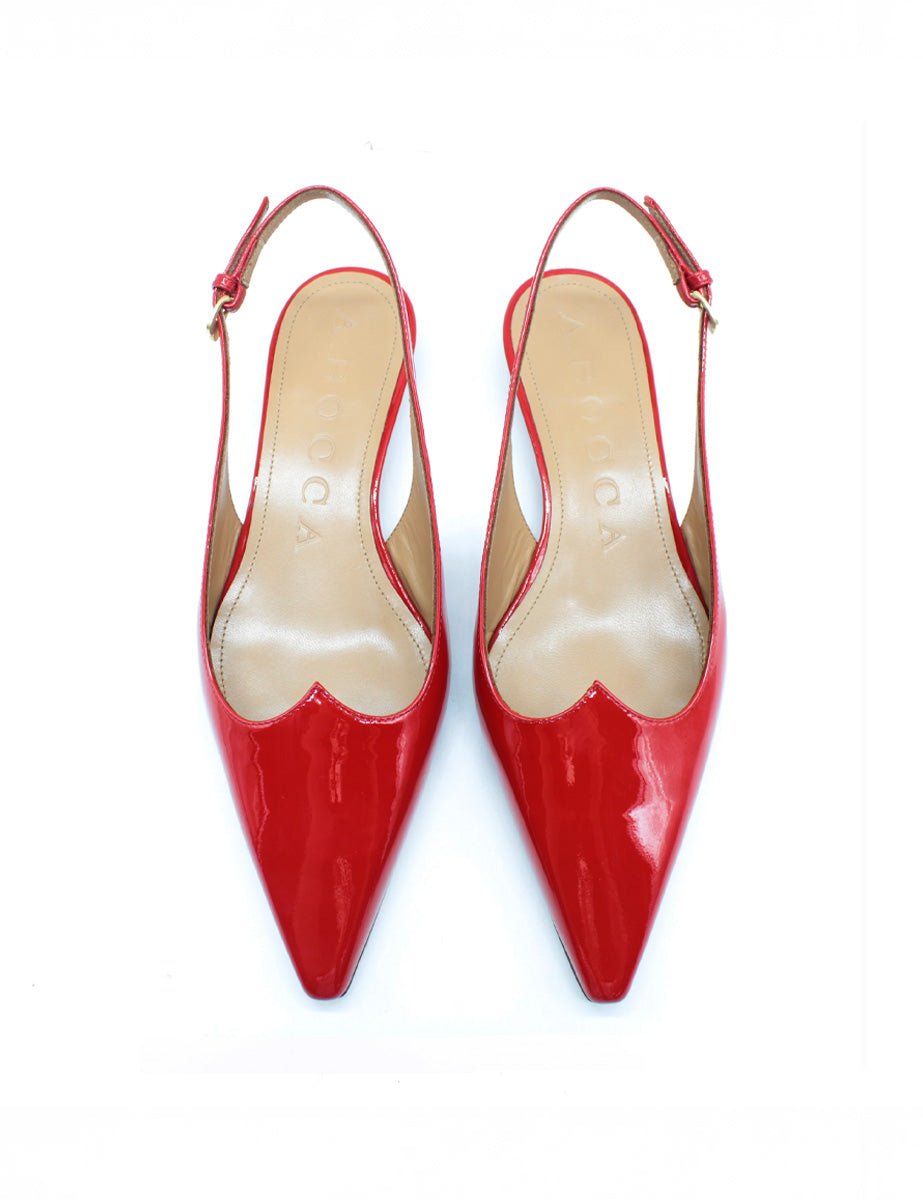 slingback vernice scollo cuore rosso - a.bocca - slingback