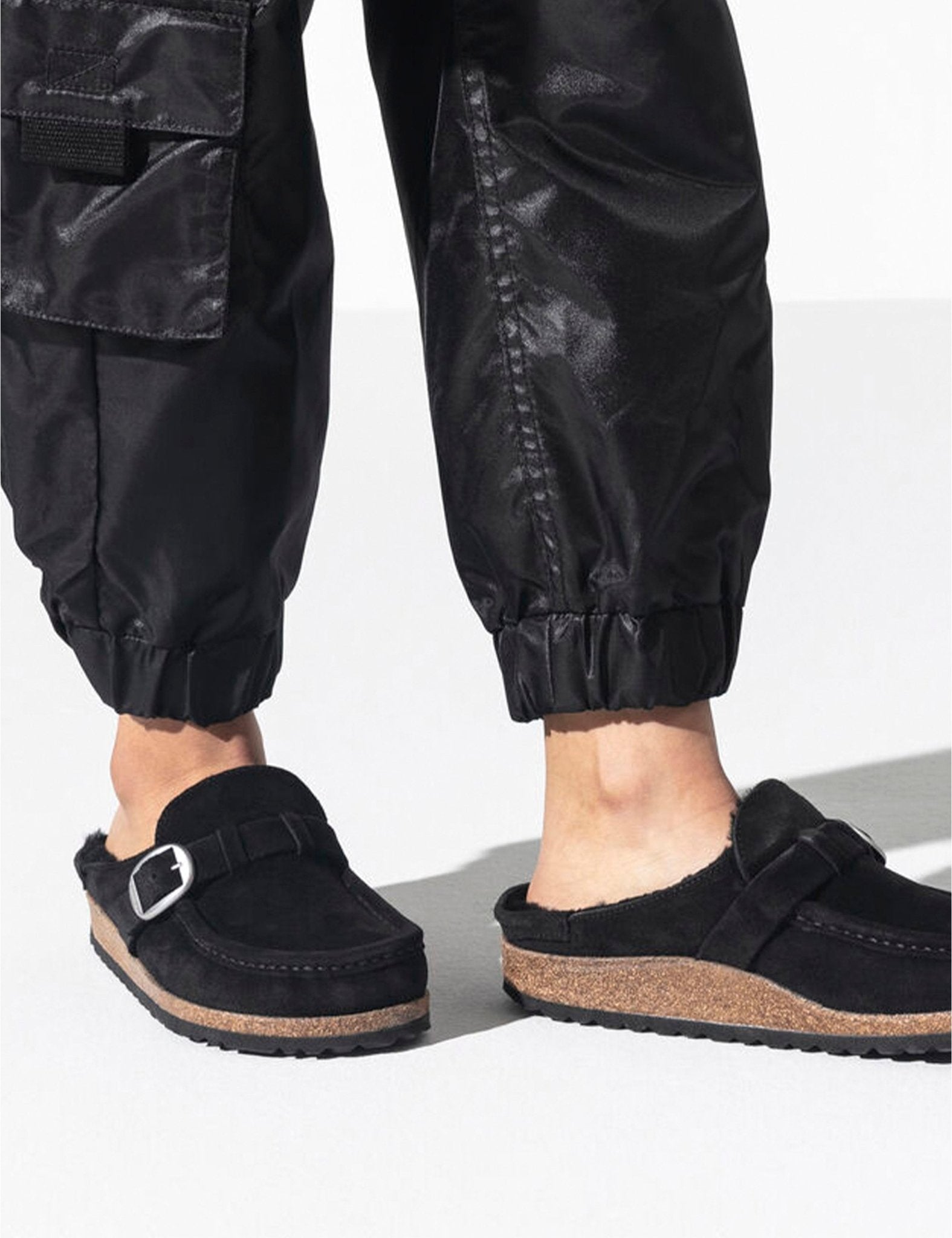 slipper camoscio nero - birkenstock - sabot