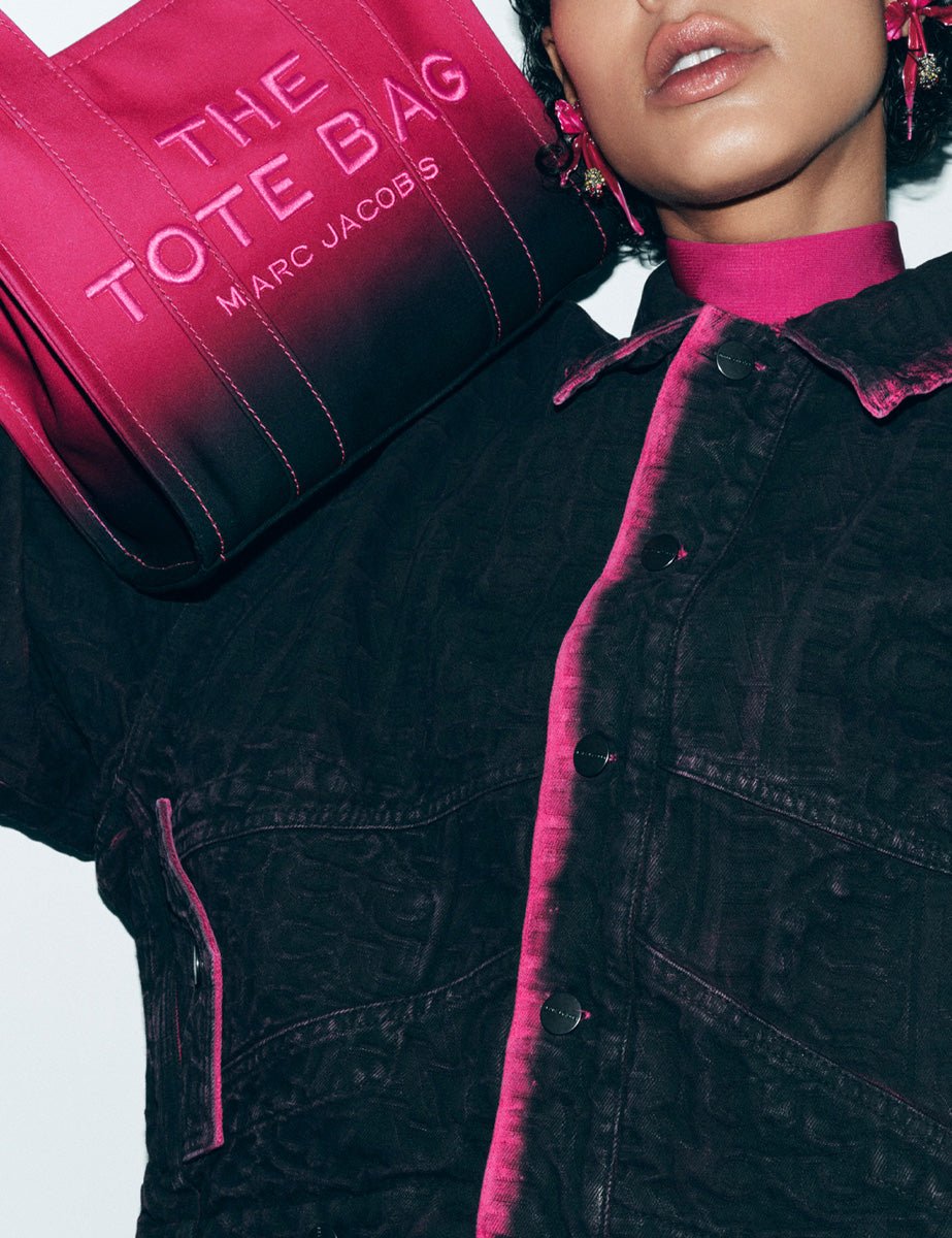 small tote bag canvas black hot pink - marc jacobs - shopper