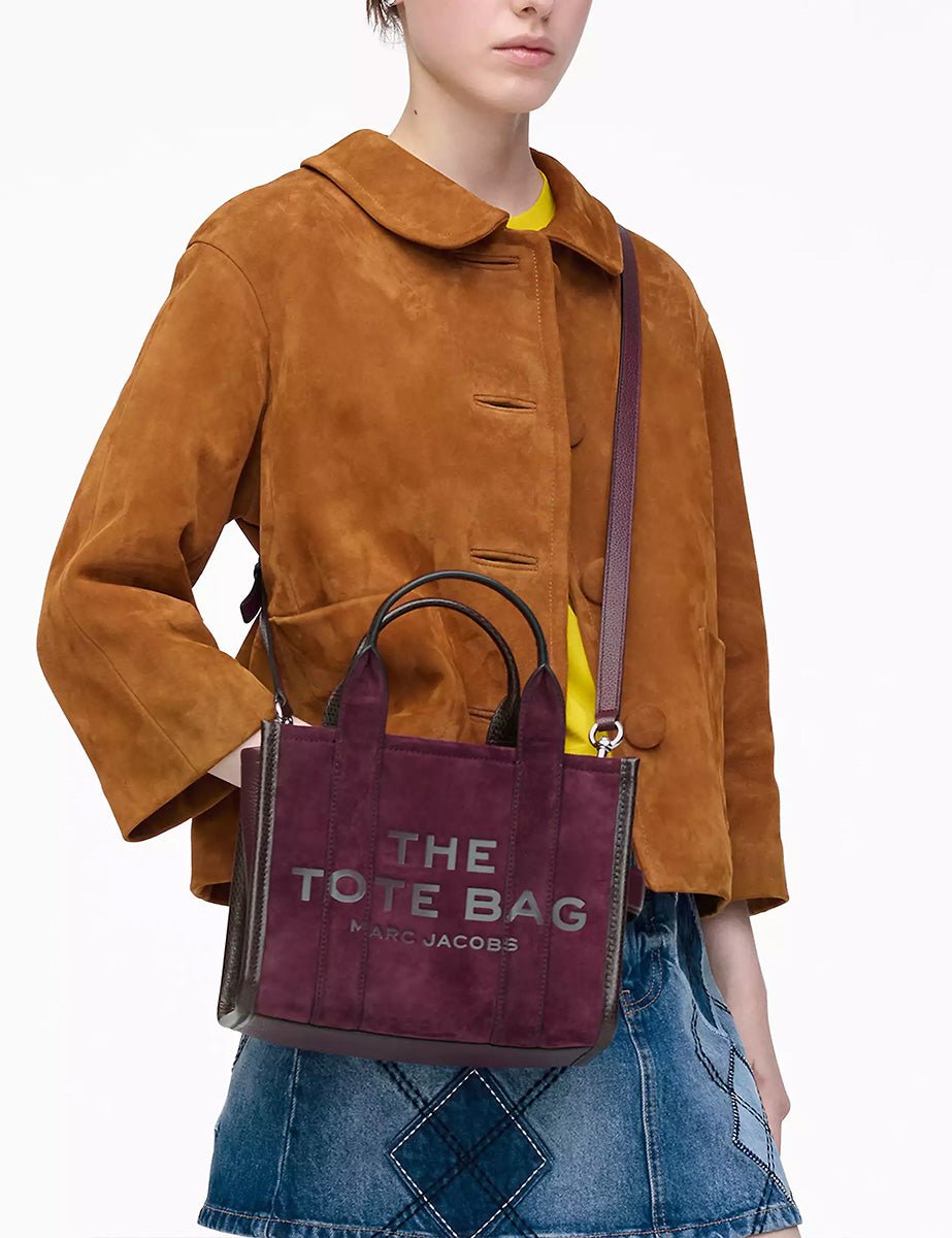 small tote bag suede leather dark plum - marc jacobs - shopper