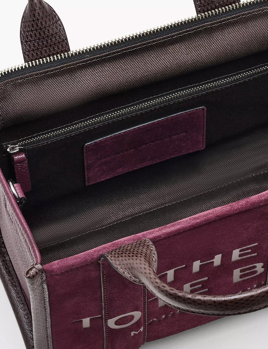 small tote bag suede leather dark plum - marc jacobs - shopper
