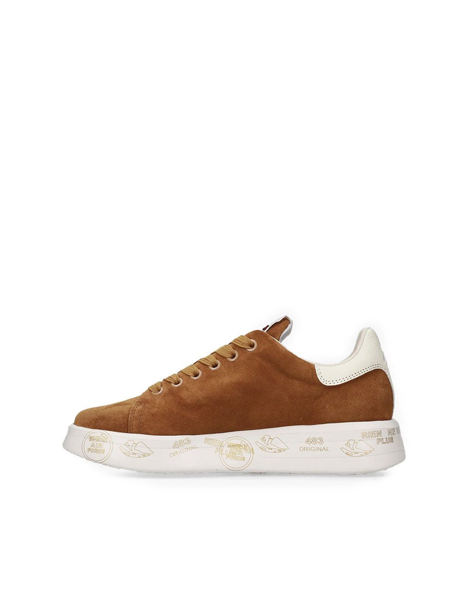 sneakers belle 8628 scamosciata marrone cuoio - white premiata - sneaker