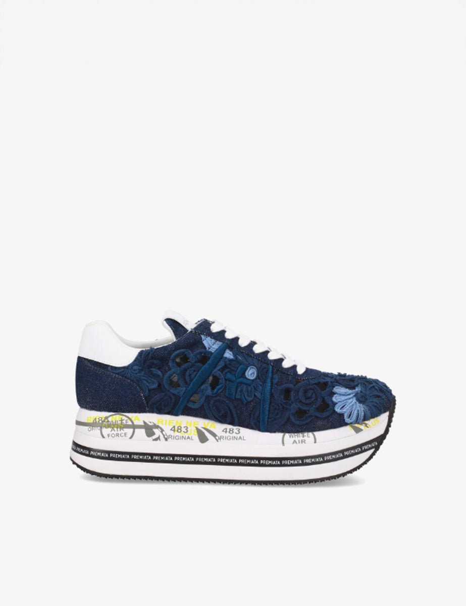 sneakers beth denim blu - white premiata - sneaker
