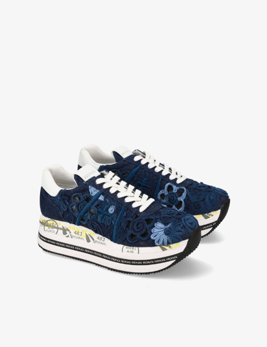 sneakers beth denim blu - white premiata - sneaker