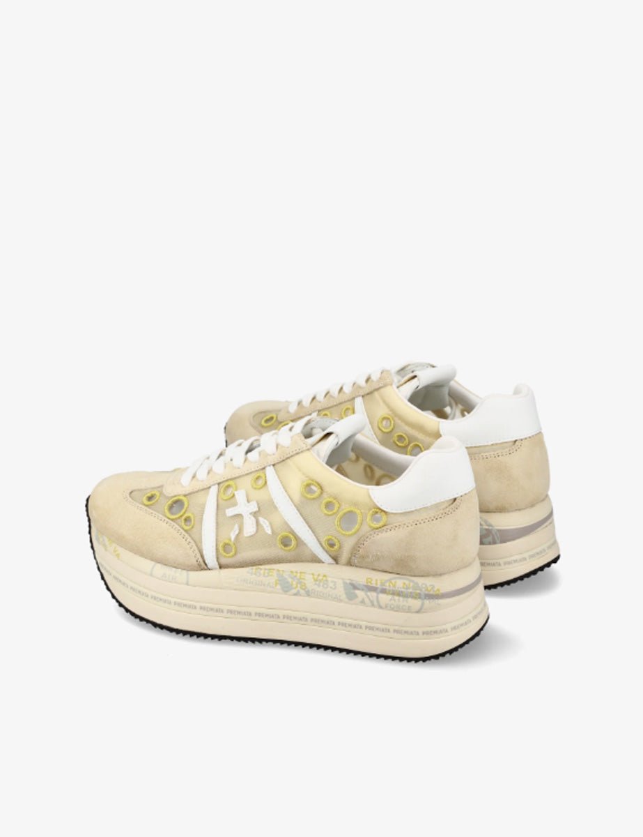sneakers beth tela beige - white premiata - sneaker
