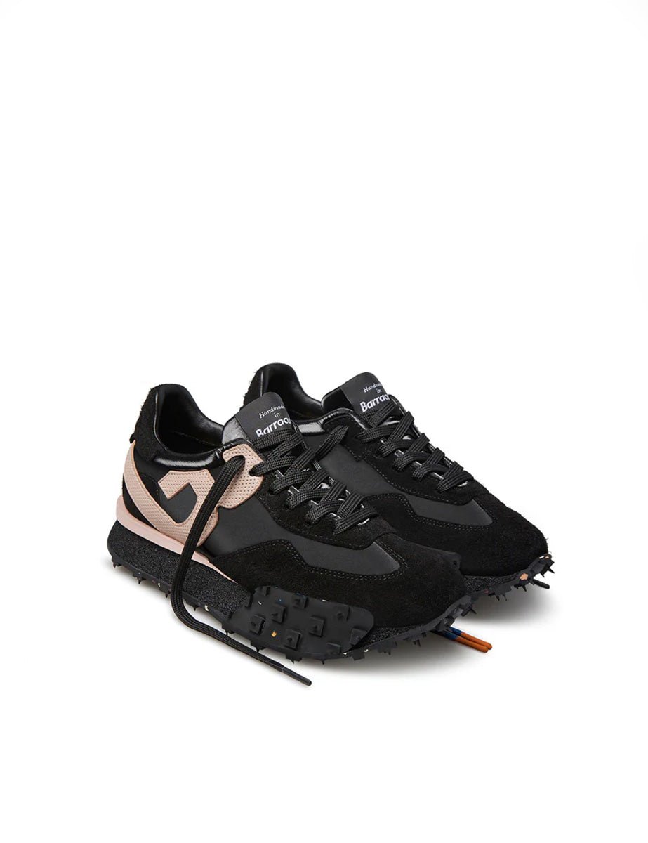 sneakers camoscio nero cipria - barracuda - sneaker