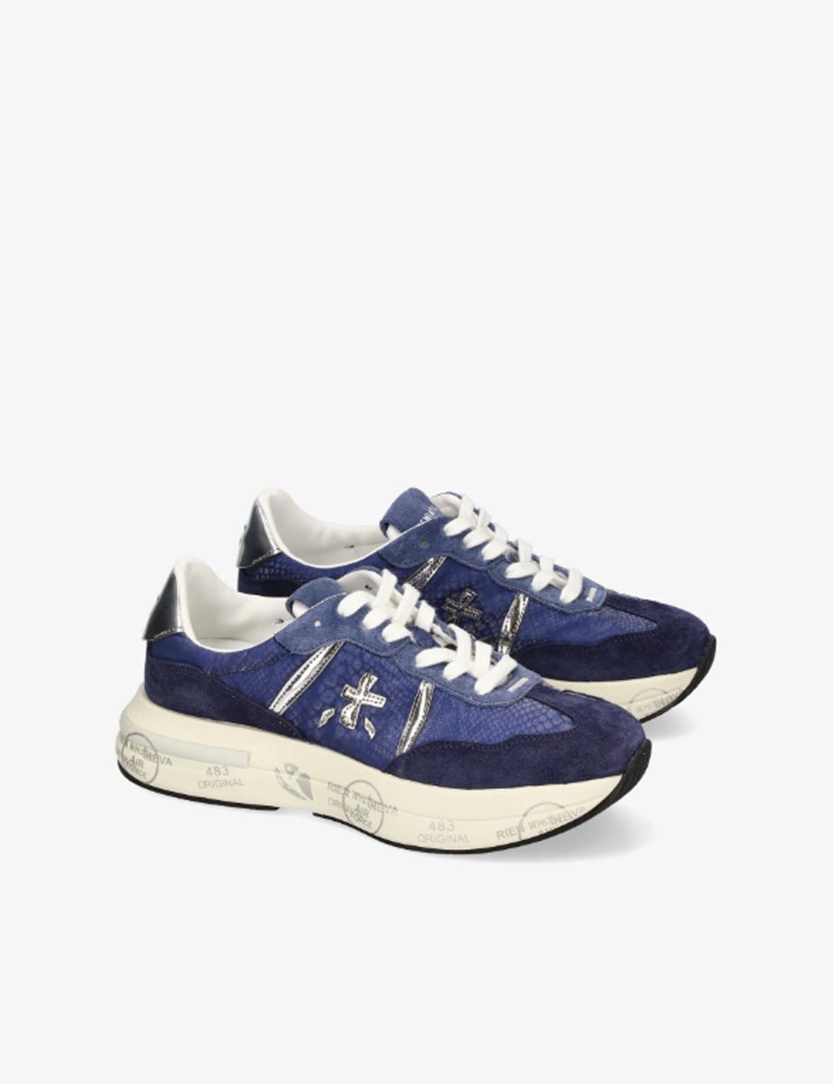 sneakers cassie tela blu - white premiata - sneaker