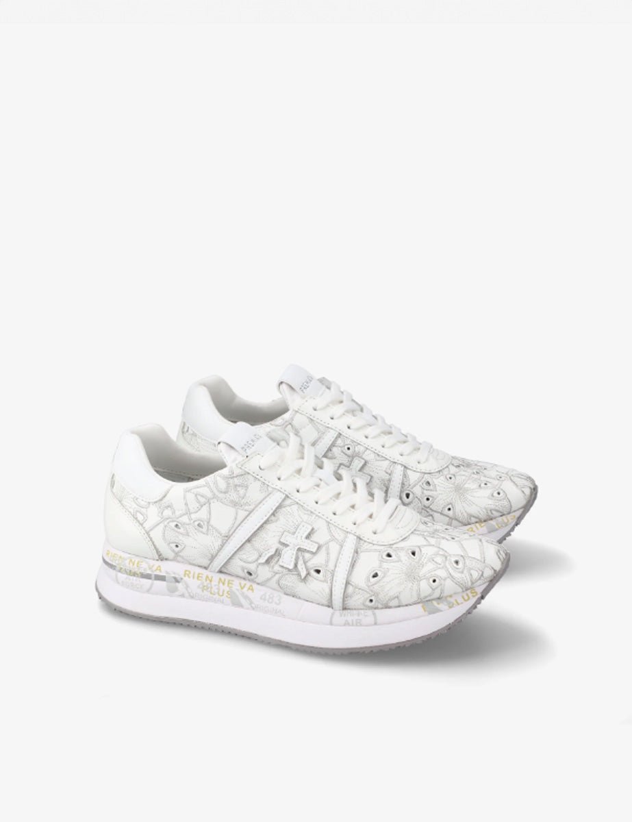 sneakers conny ricamata bianco - white premiata - sneaker