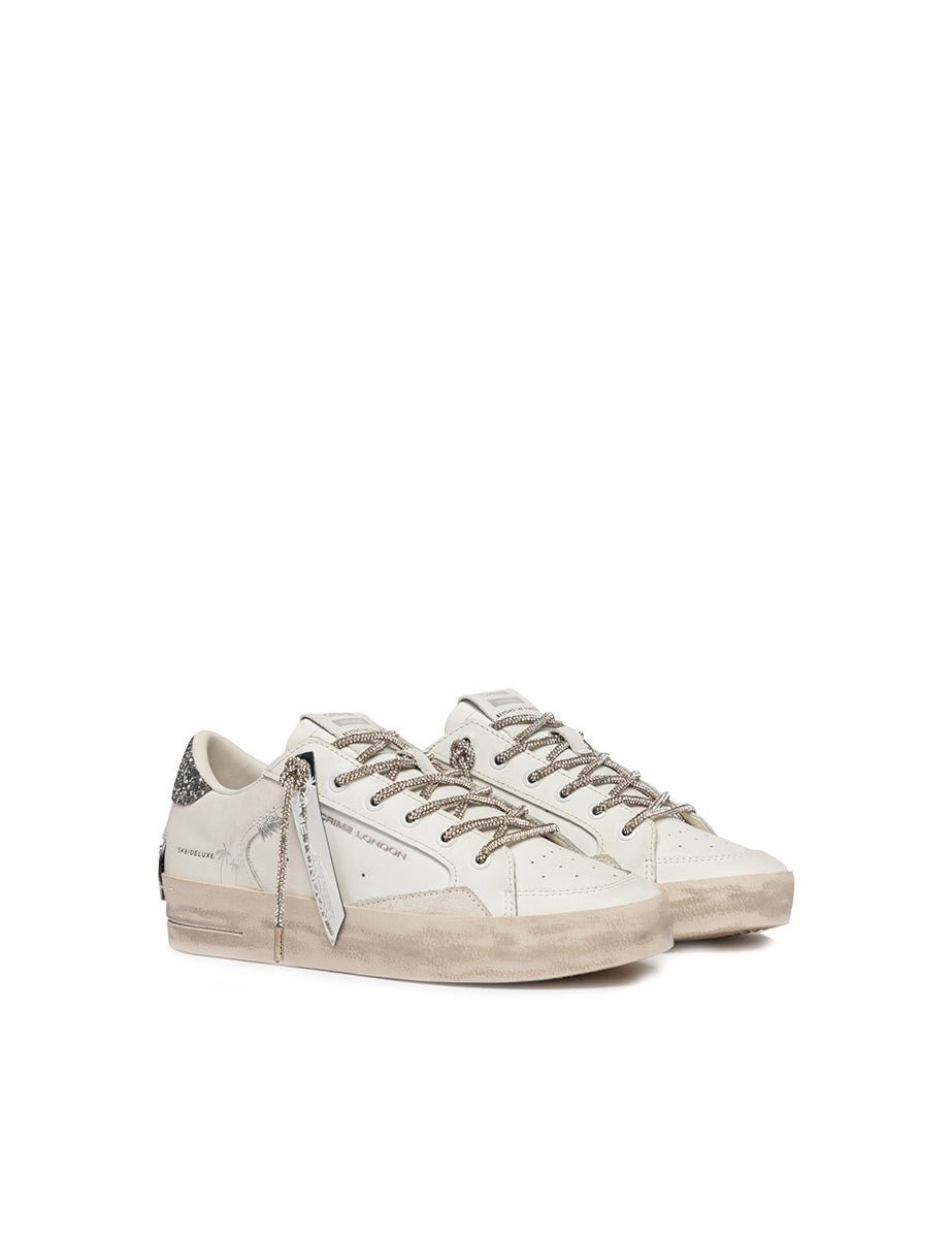 sneakers deluxe glitter bianco argento - crime - sneaker