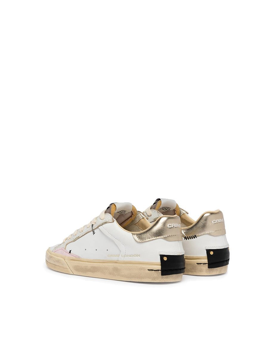 sneakers distressed bianco rosa oro - crime - sneaker