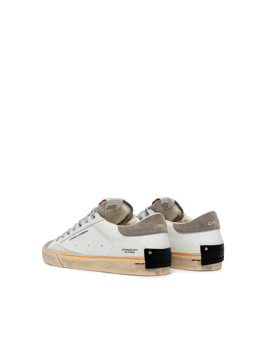 sneakers distressed low bianco arancione - crime - sneaker