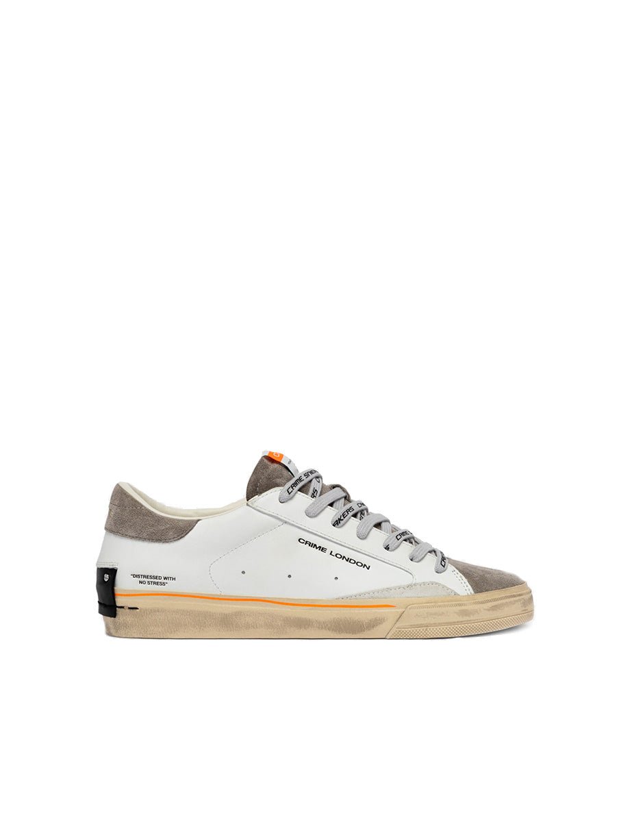 sneakers distressed low bianco arancione - crime - sneaker