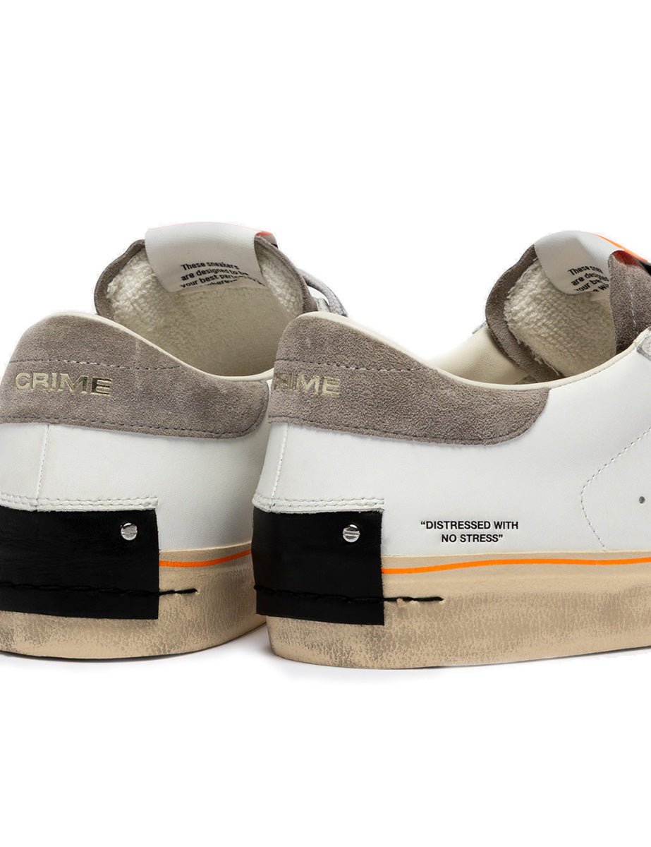 sneakers distressed low bianco arancione - crime - sneaker