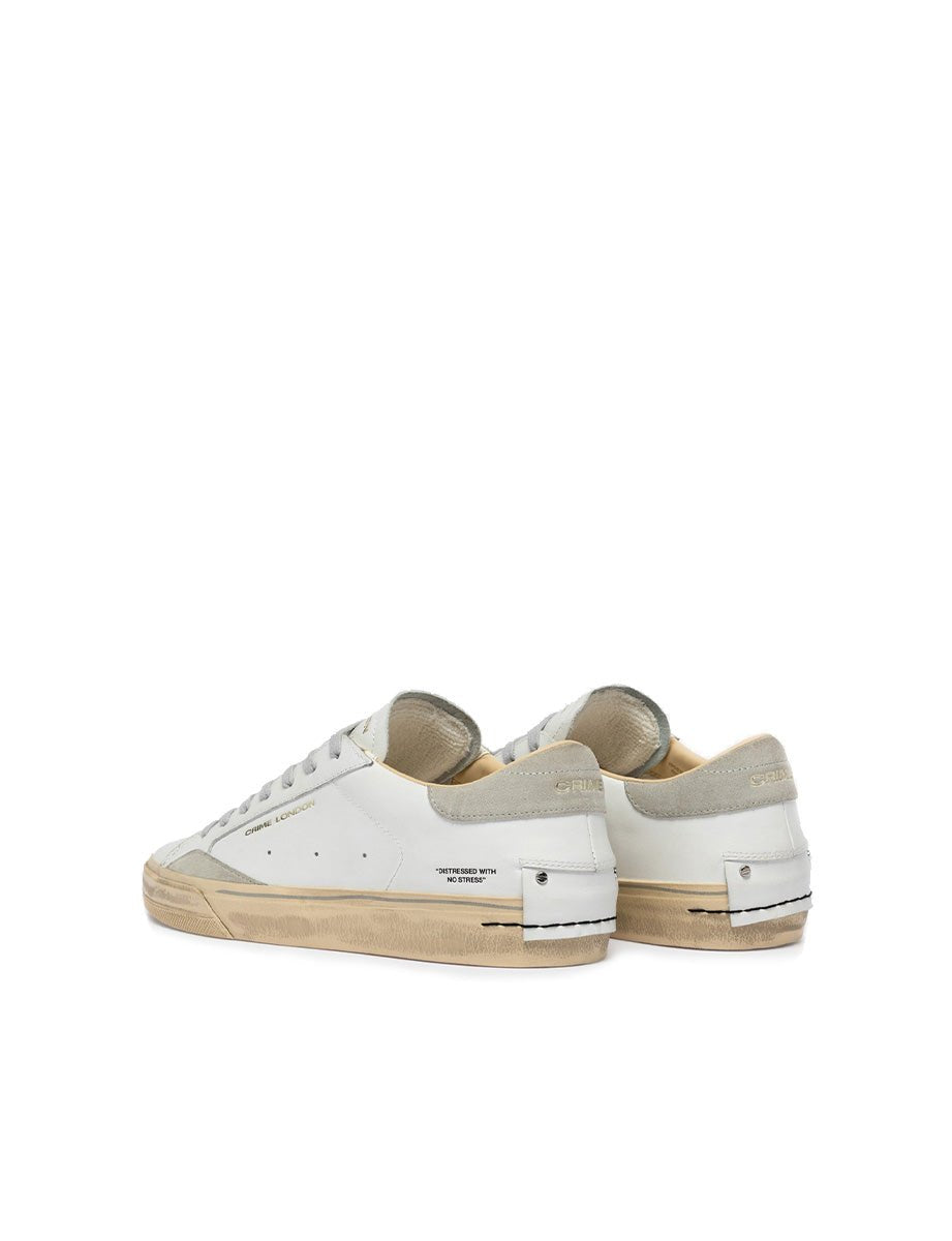 sneakers distressed low bianco grigio - crime - sneaker