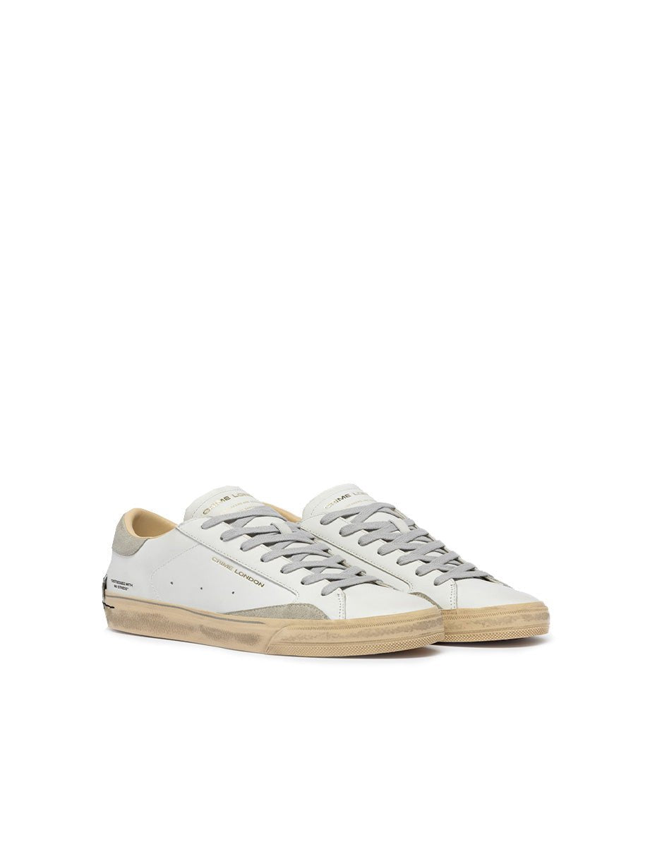sneakers distressed low bianco grigio - crime - sneaker