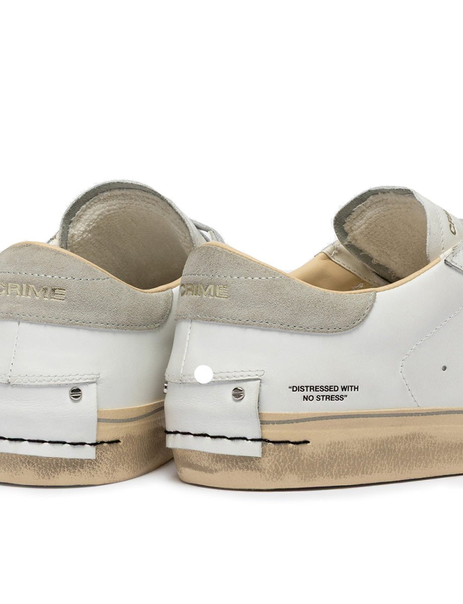 sneakers distressed low bianco grigio - crime - sneaker