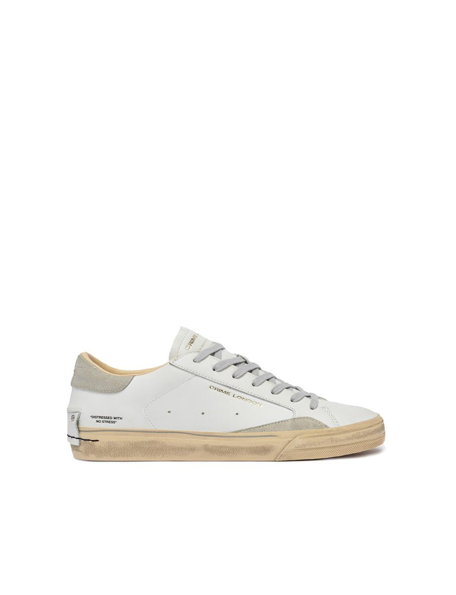 sneakers distressed low bianco grigio - crime - sneaker
