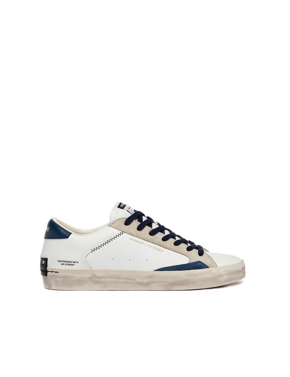 sneakers distressed low bianco navy - crime - sneaker